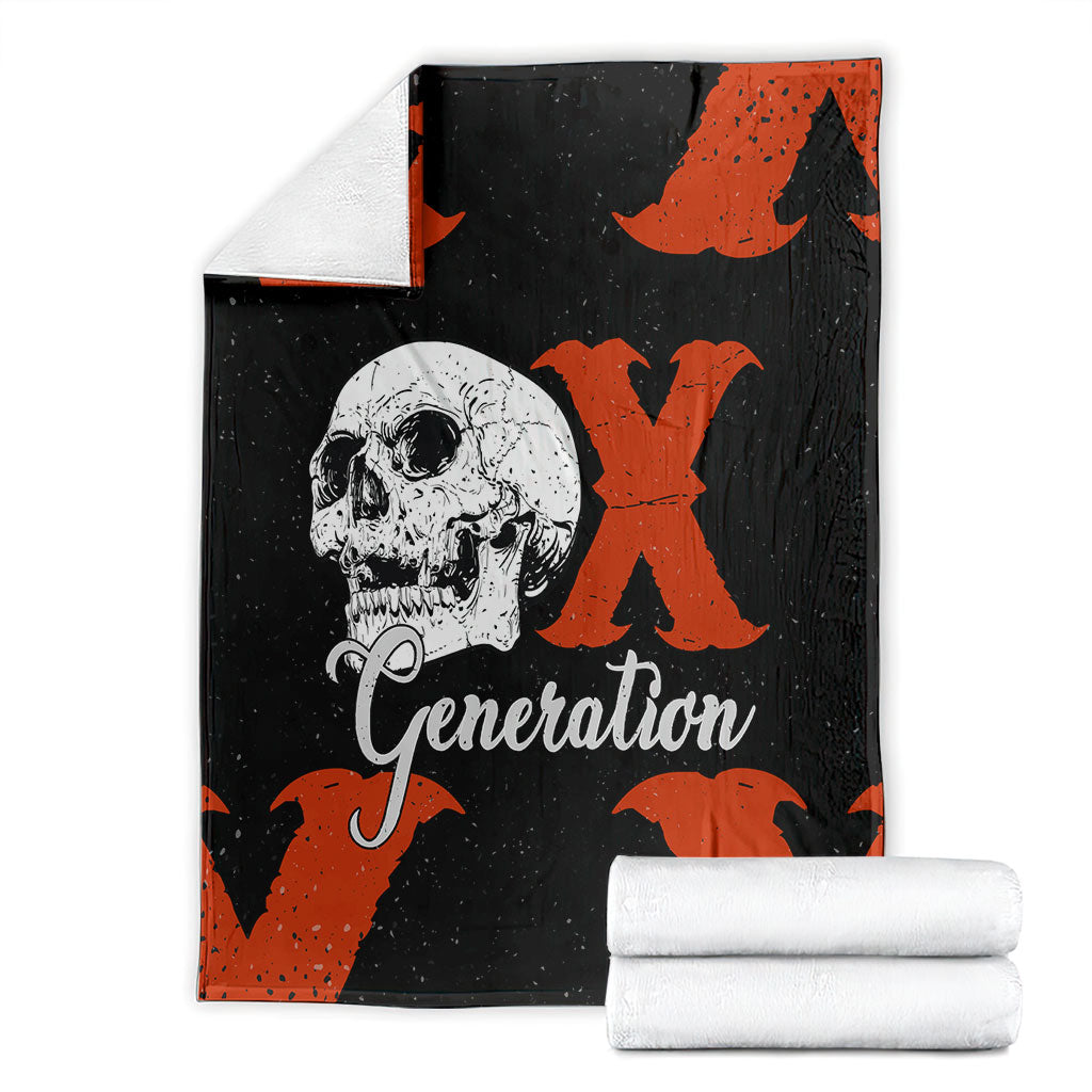 Generation X Skull Blanket Retro Distressed Grunge Edgy Nostalgia