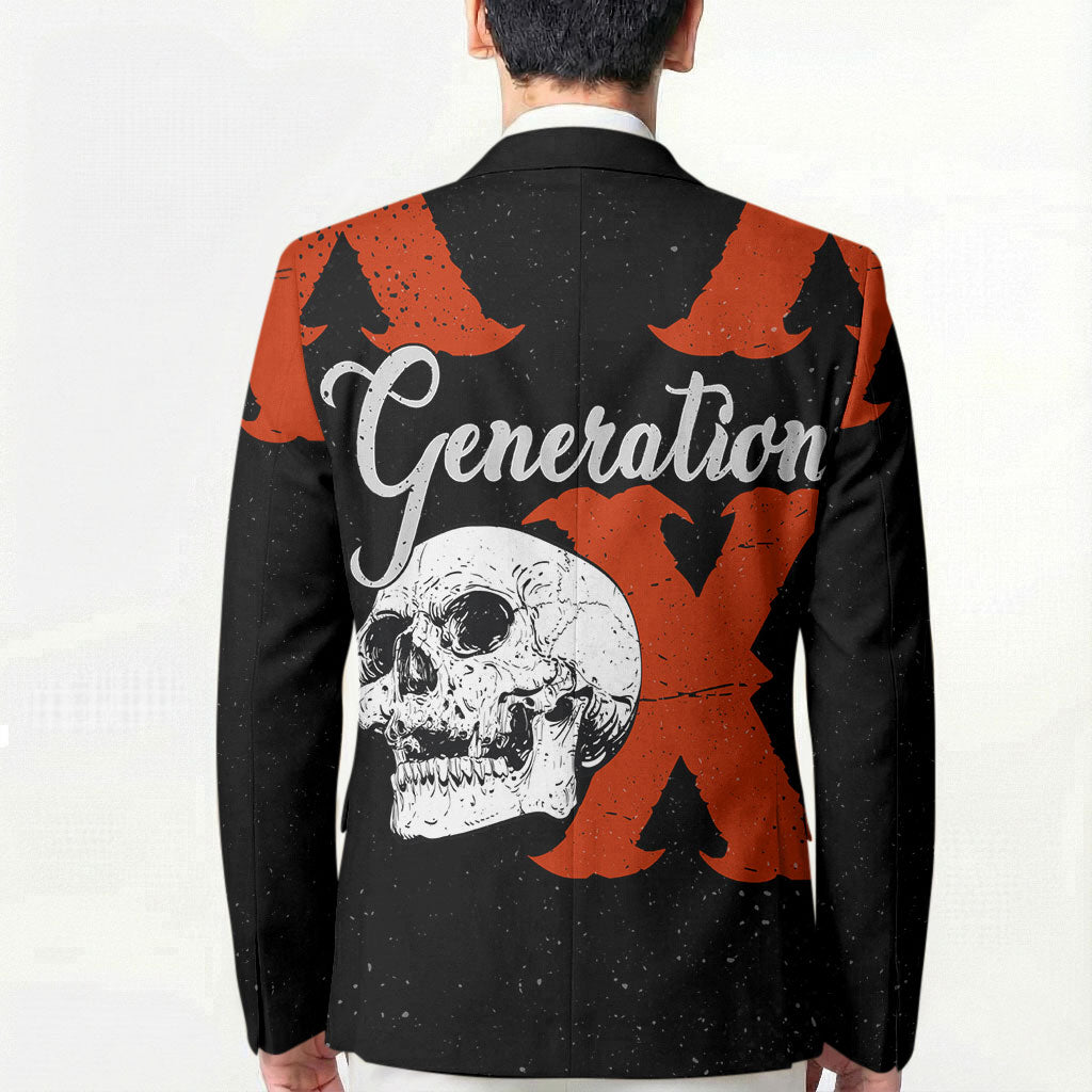 Generation X Skull Blazer Retro Distressed Grunge Edgy Nostalgia