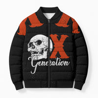Generation X Skull Bomber Puffer Jacket Retro Distressed Grunge Edgy Nostalgia