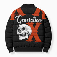 Generation X Skull Bomber Puffer Jacket Retro Distressed Grunge Edgy Nostalgia