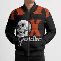 Generation X Skull Bomber Puffer Jacket Retro Distressed Grunge Edgy Nostalgia