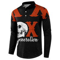 Generation X Skull Button Sweatshirt Retro Distressed Grunge Edgy Nostalgia