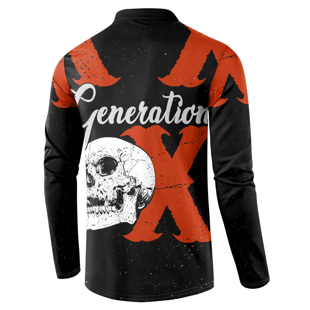 Generation X Skull Button Sweatshirt Retro Distressed Grunge Edgy Nostalgia