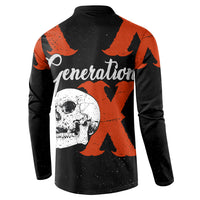 Generation X Skull Button Sweatshirt Retro Distressed Grunge Edgy Nostalgia