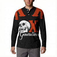 Generation X Skull Button Sweatshirt Retro Distressed Grunge Edgy Nostalgia