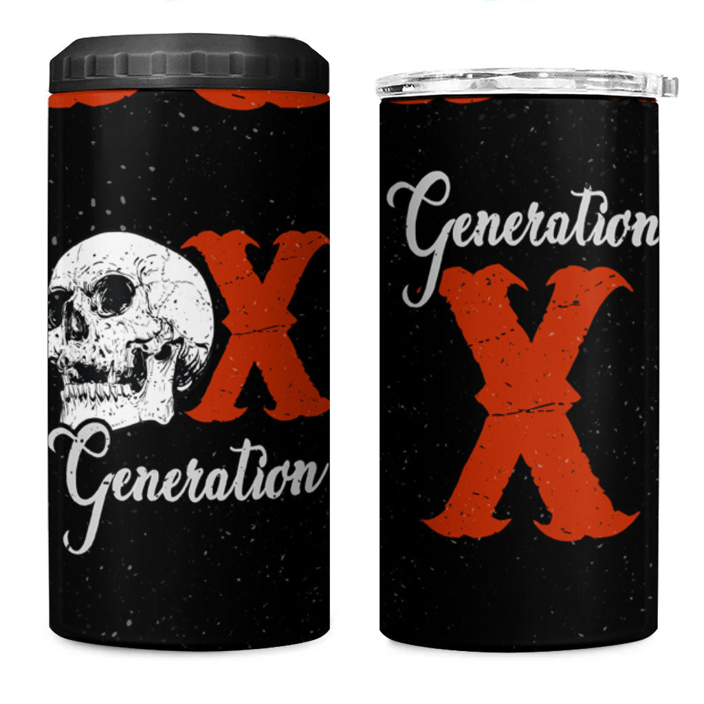 Generation X Skull 4 in 1 Can Cooler Tumbler Retro Distressed Grunge Edgy Nostalgia