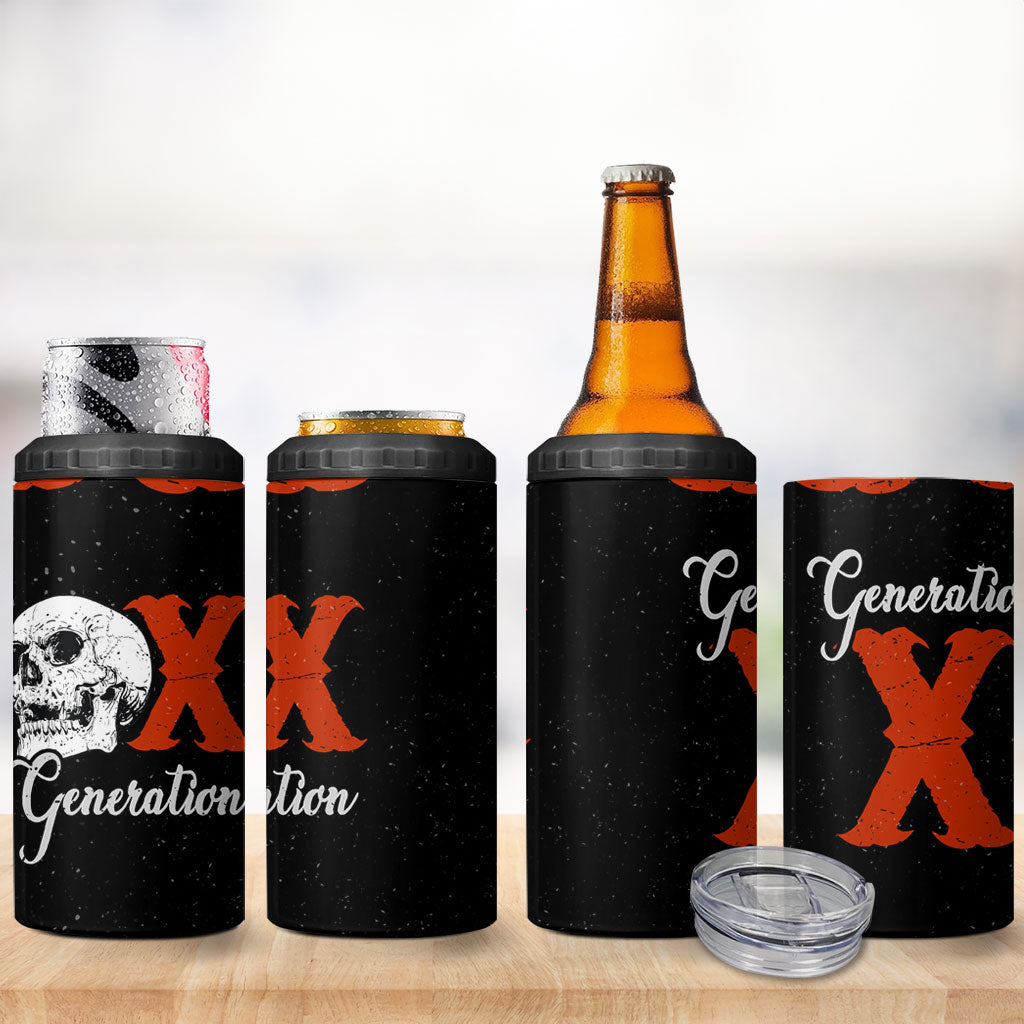 Generation X Skull 4 in 1 Can Cooler Tumbler Retro Distressed Grunge Edgy Nostalgia