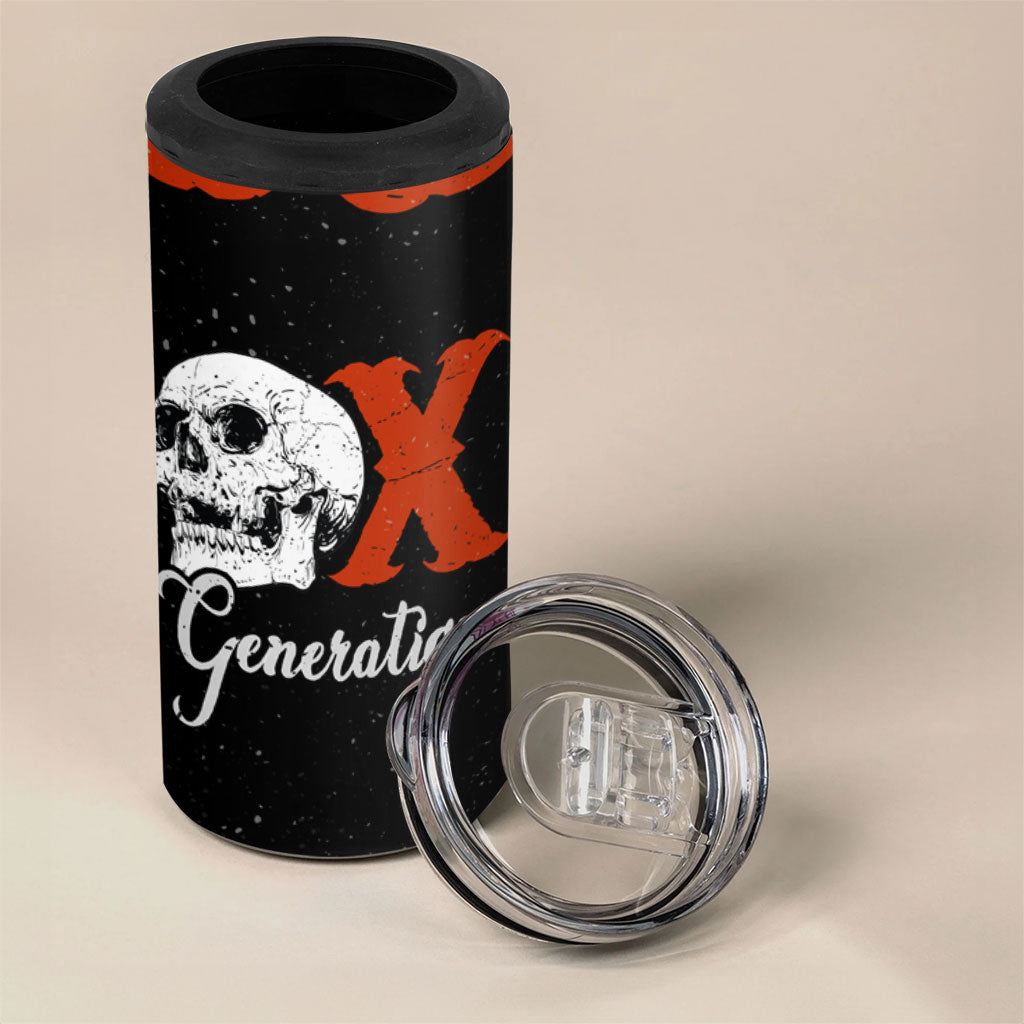 Generation X Skull 4 in 1 Can Cooler Tumbler Retro Distressed Grunge Edgy Nostalgia
