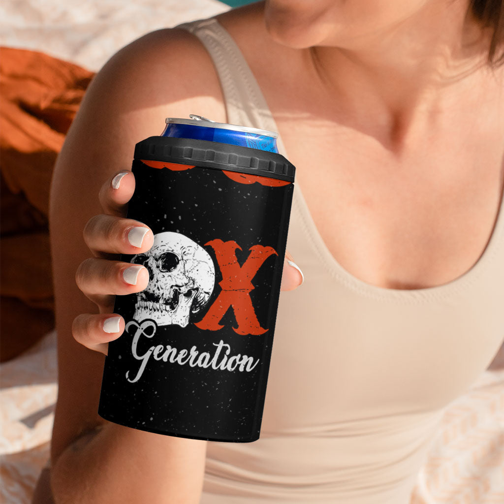 Generation X Skull 4 in 1 Can Cooler Tumbler Retro Distressed Grunge Edgy Nostalgia