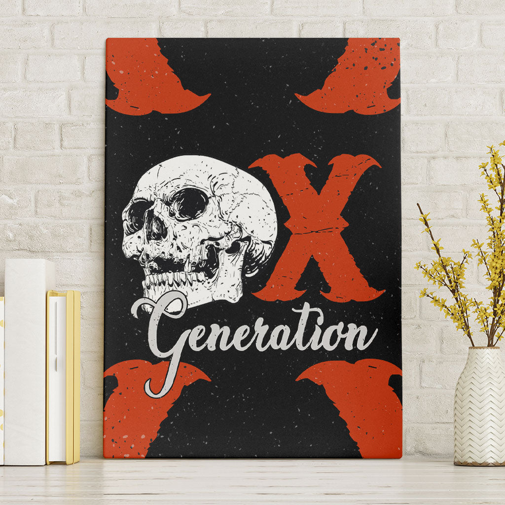 Generation X Skull Canvas Wall Art Retro Distressed Grunge Edgy Nostalgia