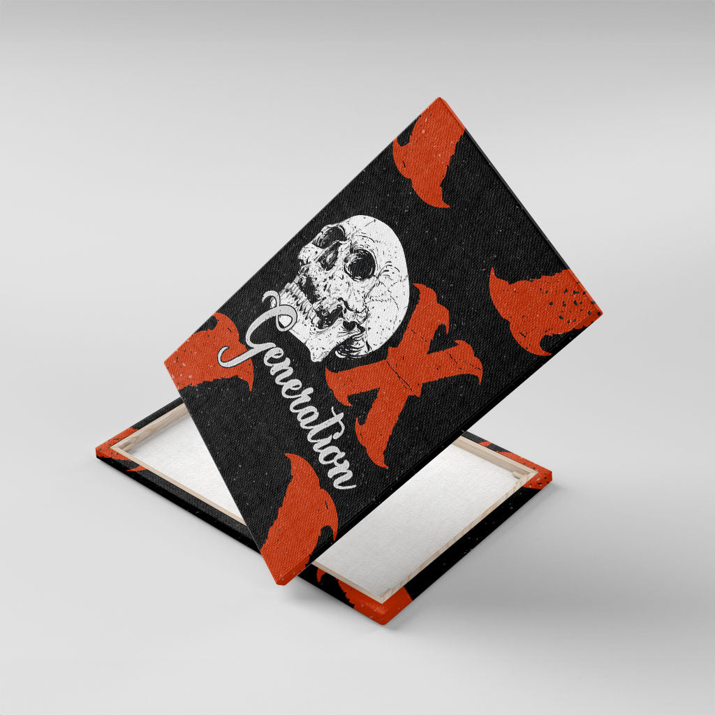 Generation X Skull Canvas Wall Art Retro Distressed Grunge Edgy Nostalgia
