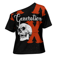 Generation X Skull Cross Shoulder Shirt Retro Distressed Grunge Edgy Nostalgia