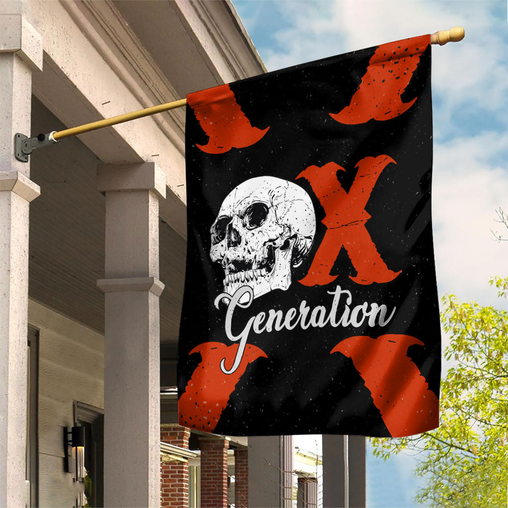 Generation X Skull Garden Flag Retro Distressed Grunge Edgy Nostalgia