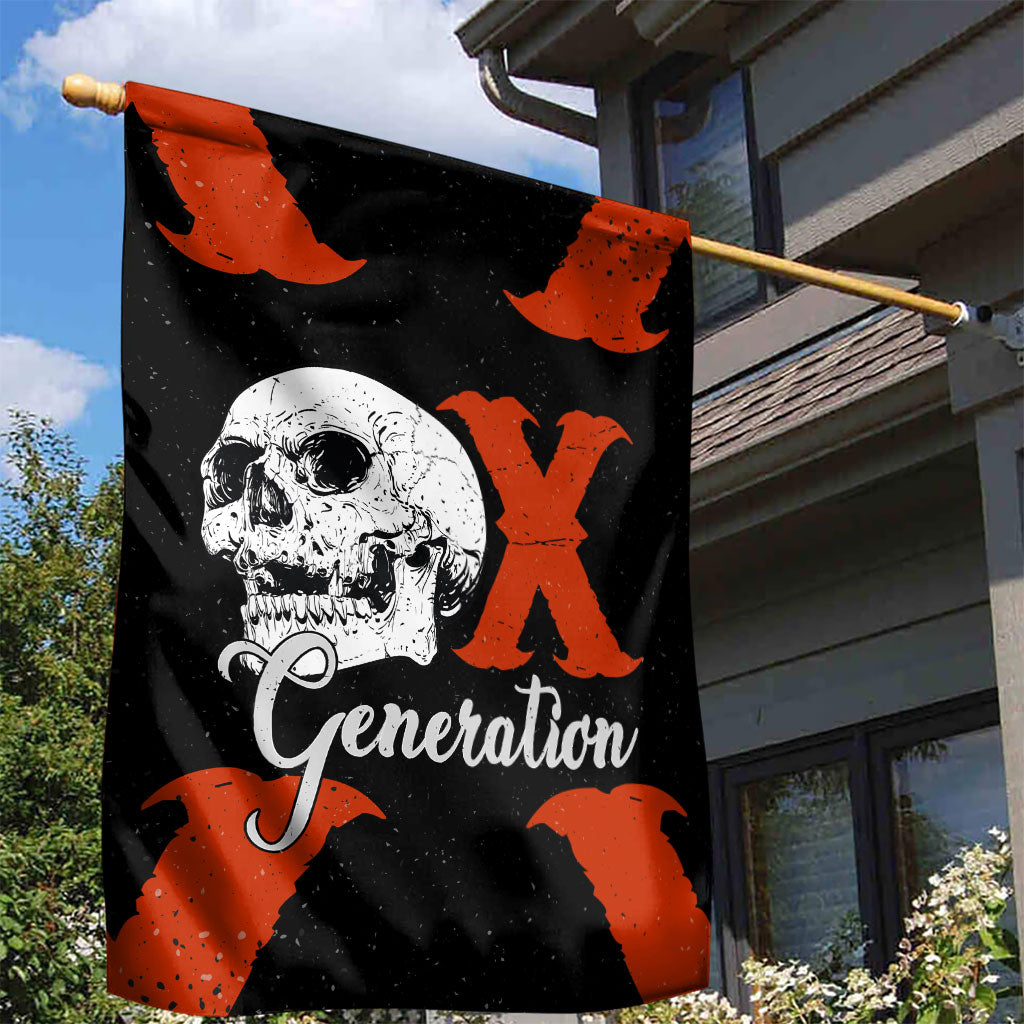 Generation X Skull Garden Flag Retro Distressed Grunge Edgy Nostalgia