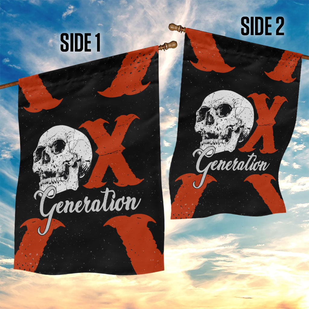 Generation X Skull Garden Flag Retro Distressed Grunge Edgy Nostalgia