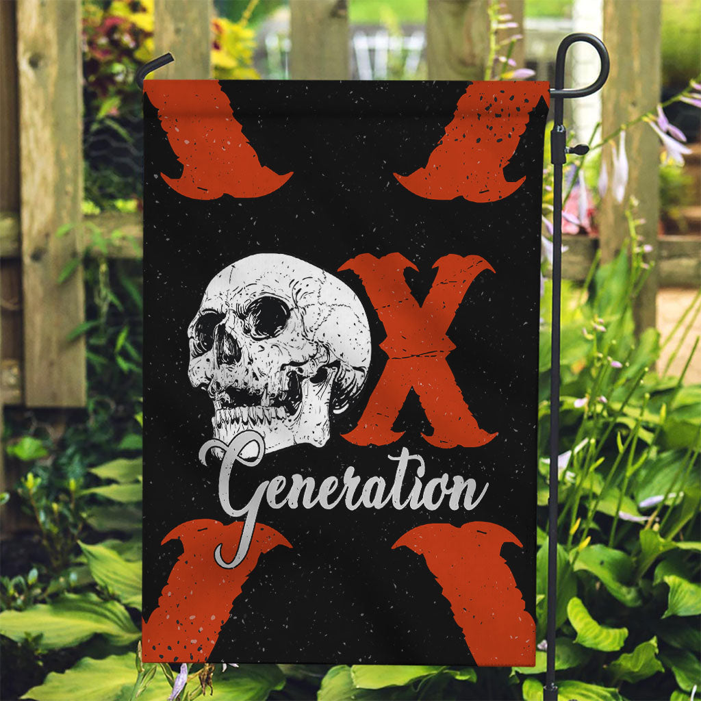 Generation X Skull Garden Flag Retro Distressed Grunge Edgy Nostalgia