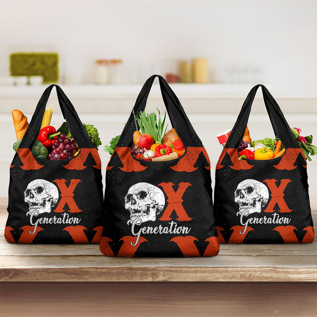 Generation X Skull Grocery Bag Retro Distressed Grunge Edgy Nostalgia