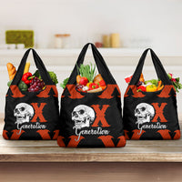 Generation X Skull Grocery Bag Retro Distressed Grunge Edgy Nostalgia
