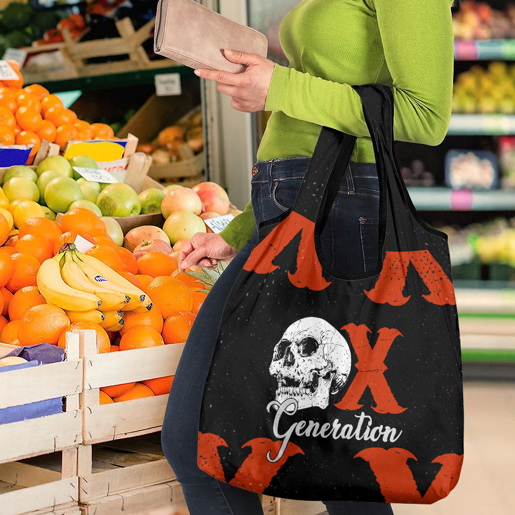 Generation X Skull Grocery Bag Retro Distressed Grunge Edgy Nostalgia