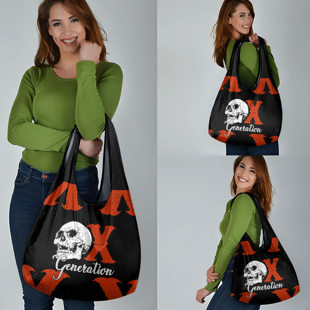 Generation X Skull Grocery Bag Retro Distressed Grunge Edgy Nostalgia