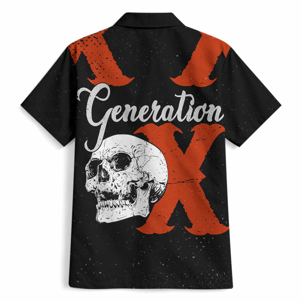 Generation X Skull Hawaiian Shirt Retro Distressed Grunge Edgy Nostalgia