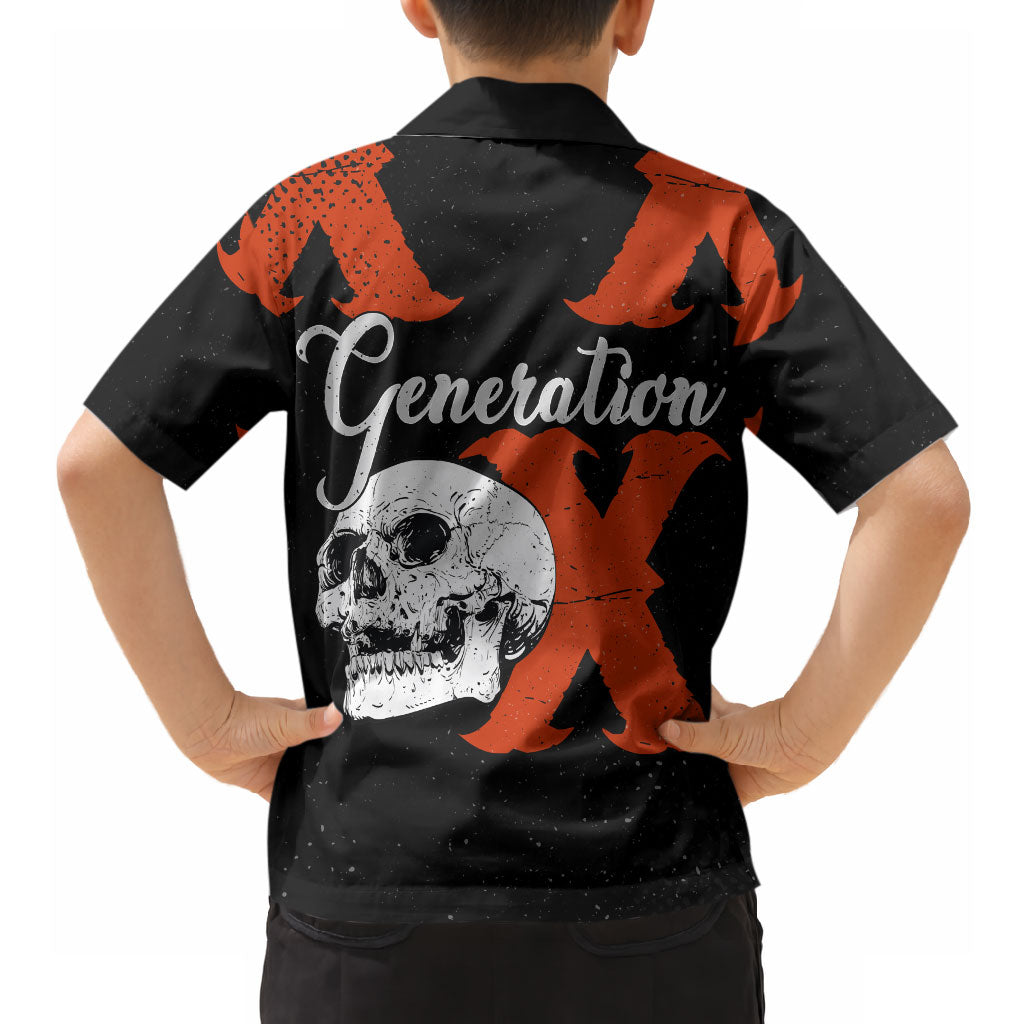 Generation X Skull Hawaiian Shirt Retro Distressed Grunge Edgy Nostalgia
