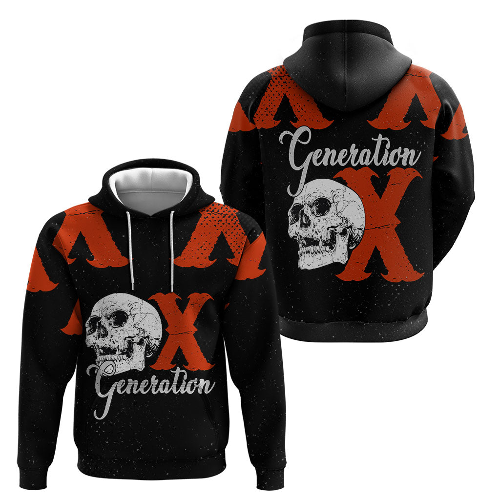 Generation X Skull Hoodie Retro Distressed Grunge Edgy Nostalgia