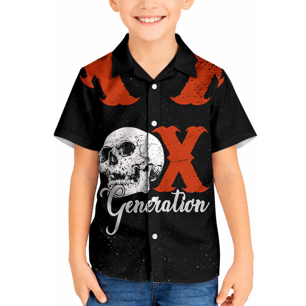 Generation X Skull Kid Hawaiian Shirt Retro Distressed Grunge Edgy Nostalgia