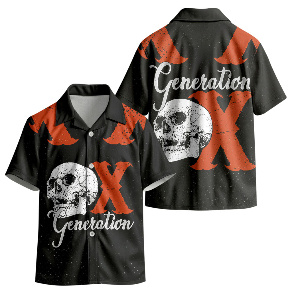 Generation X Skull Kid Hawaiian Shirt Retro Distressed Grunge Edgy Nostalgia