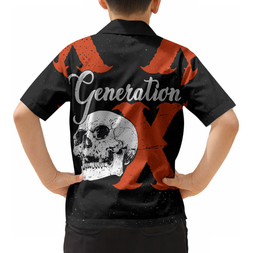 Generation X Skull Kid Hawaiian Shirt Retro Distressed Grunge Edgy Nostalgia