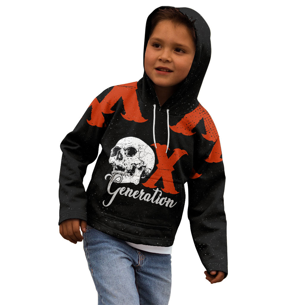 Generation X Skull Kid Hoodie Retro Distressed Grunge Edgy Nostalgia