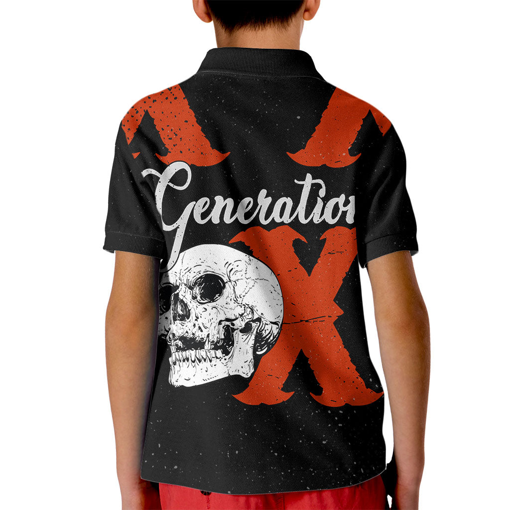 Generation X Skull Kid Polo Shirt Retro Distressed Grunge Edgy Nostalgia