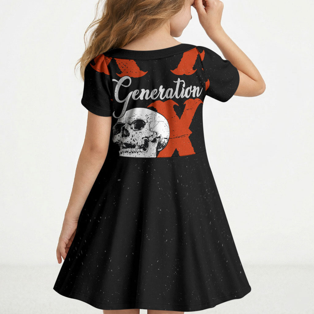 Generation X Skull Kid Short Sleeve Dress Retro Distressed Grunge Edgy Nostalgia