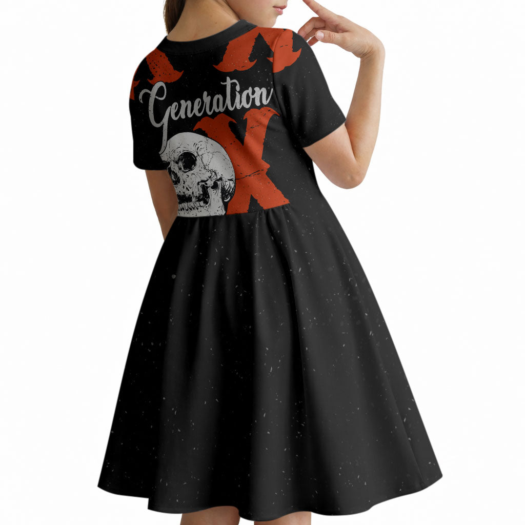 Generation X Skull Kid Short Sleeve Dress Retro Distressed Grunge Edgy Nostalgia