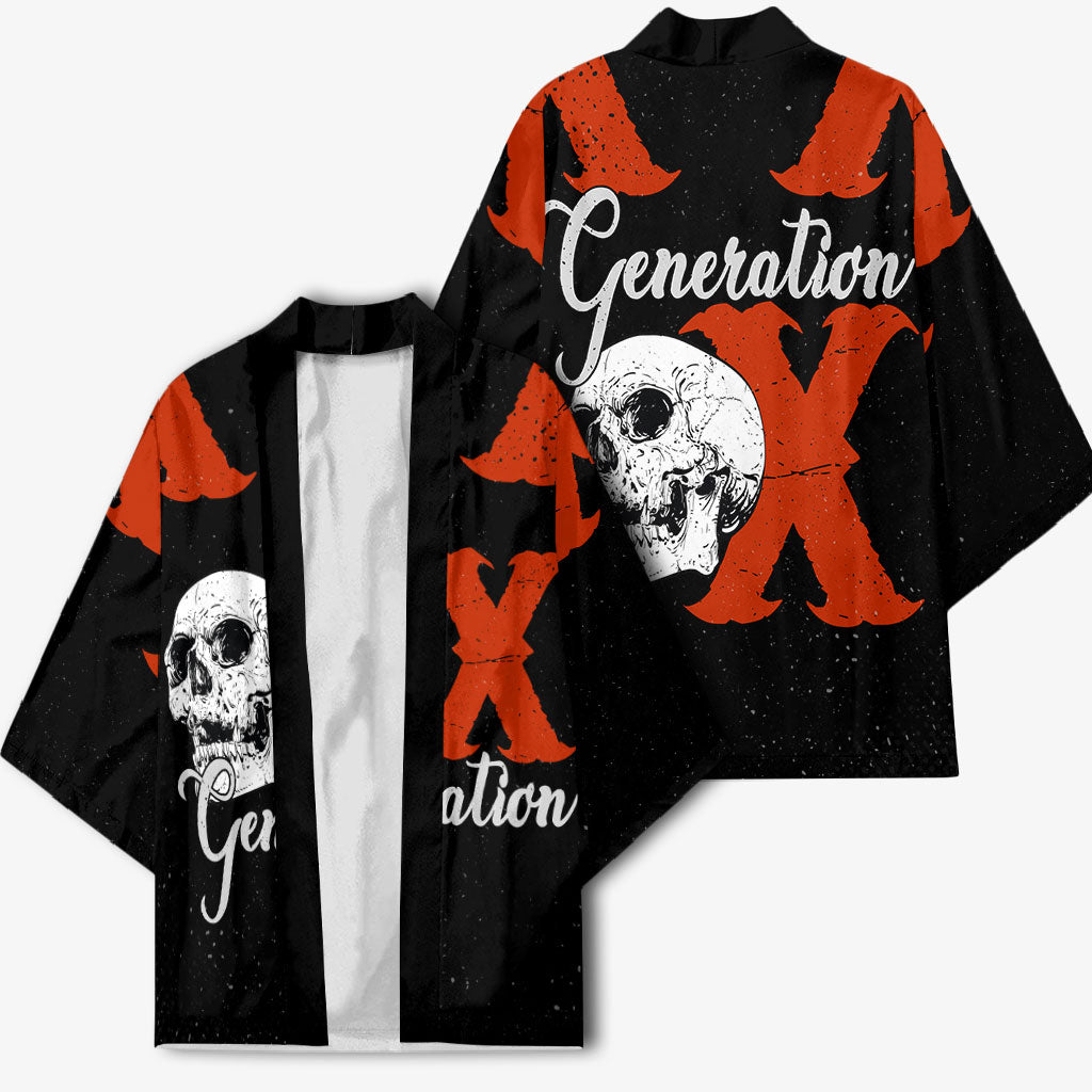 Generation X Skull Kimono Retro Distressed Grunge Edgy Nostalgia