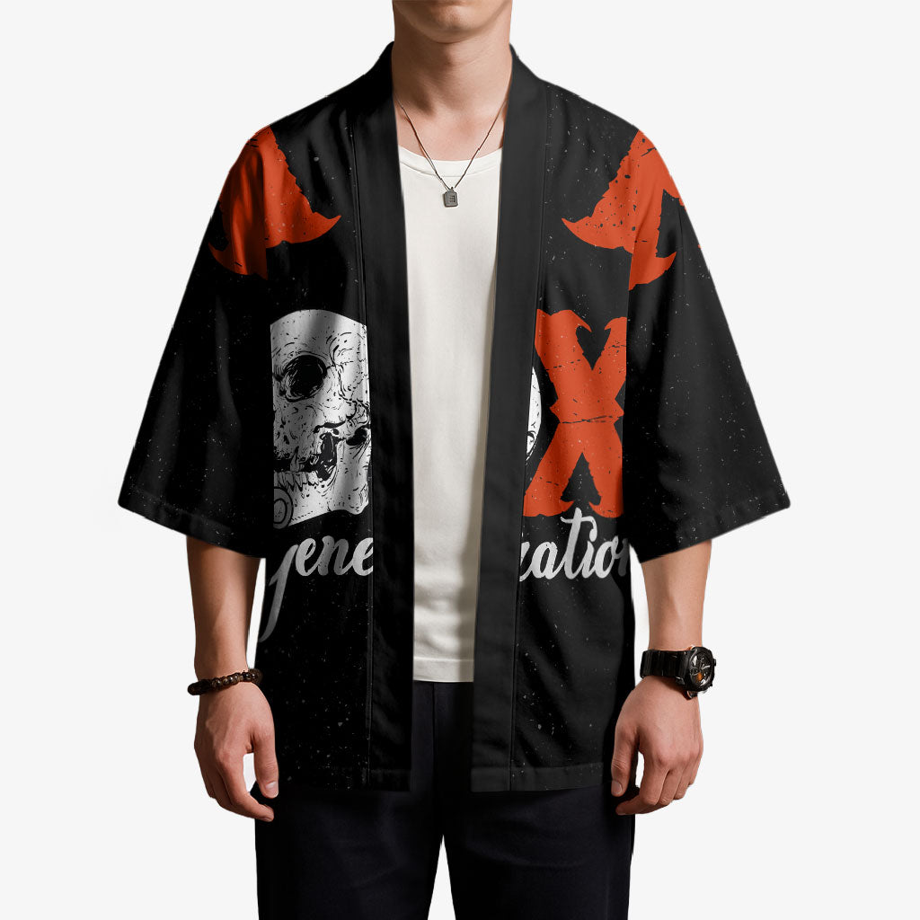 Generation X Skull Kimono Retro Distressed Grunge Edgy Nostalgia