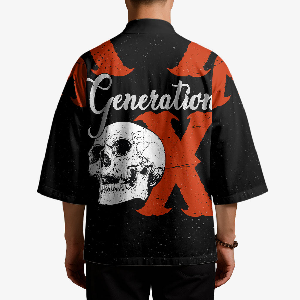 Generation X Skull Kimono Retro Distressed Grunge Edgy Nostalgia