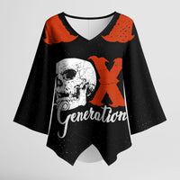 Generation X Skull Kimono Sleeve Blouse Retro Distressed Grunge Edgy Nostalgia