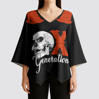 Generation X Skull Kimono Sleeve Blouse Retro Distressed Grunge Edgy Nostalgia