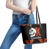Generation X Skull Leather Tote Bag Retro Distressed Grunge Edgy Nostalgia