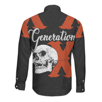 Generation X Skull Long Sleeve Button Shirt Retro Distressed Grunge Edgy Nostalgia