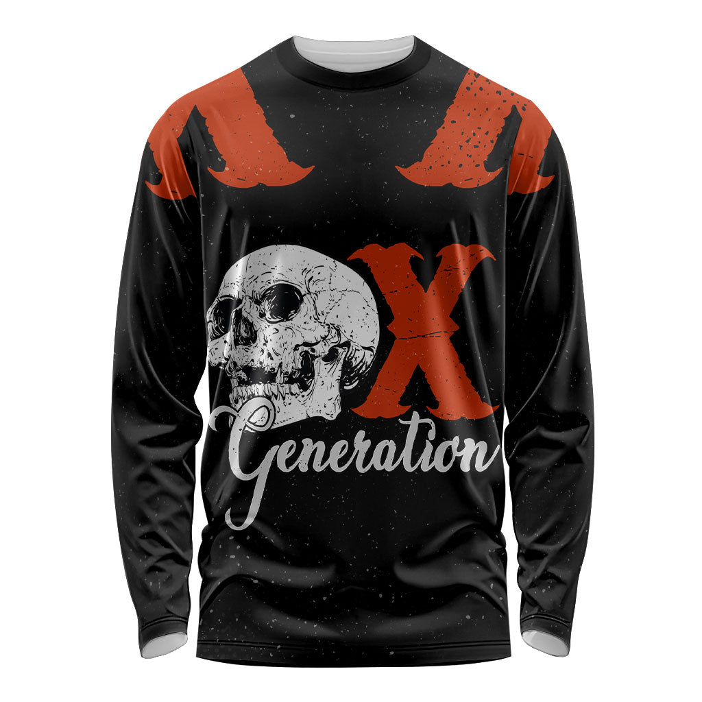 Generation X Skull Long Sleeve Shirt Retro Distressed Grunge Edgy Nostalgia