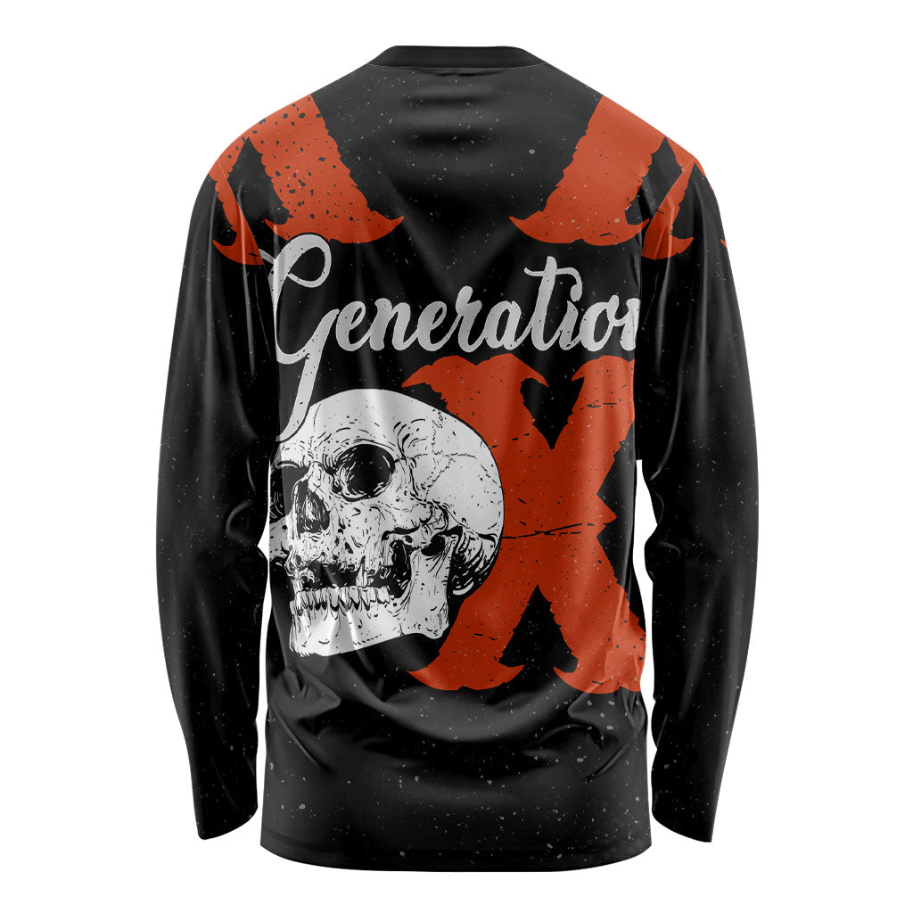 Generation X Skull Long Sleeve Shirt Retro Distressed Grunge Edgy Nostalgia