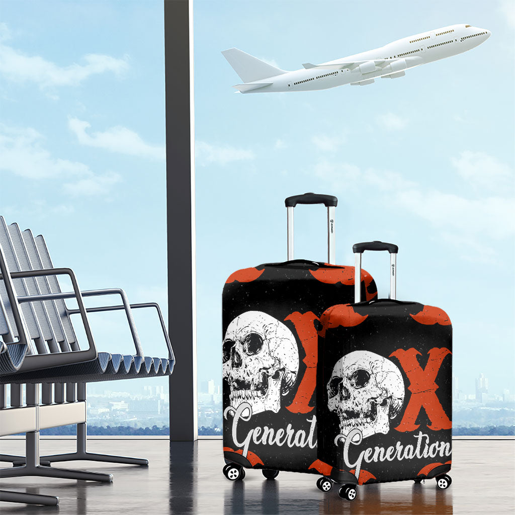 Generation X Skull Luggage Cover Retro Distressed Grunge Edgy Nostalgia