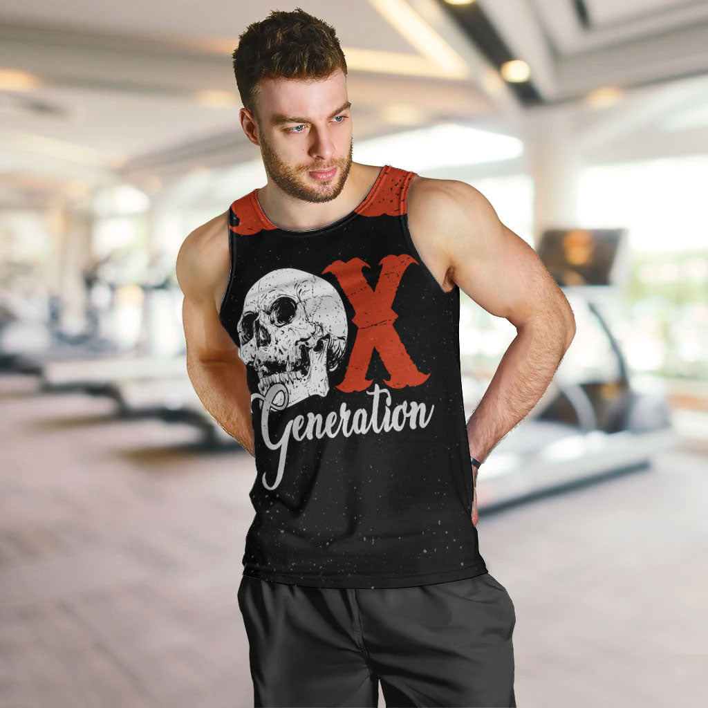 Generation X Skull Men Tank Top Retro Distressed Grunge Edgy Nostalgia