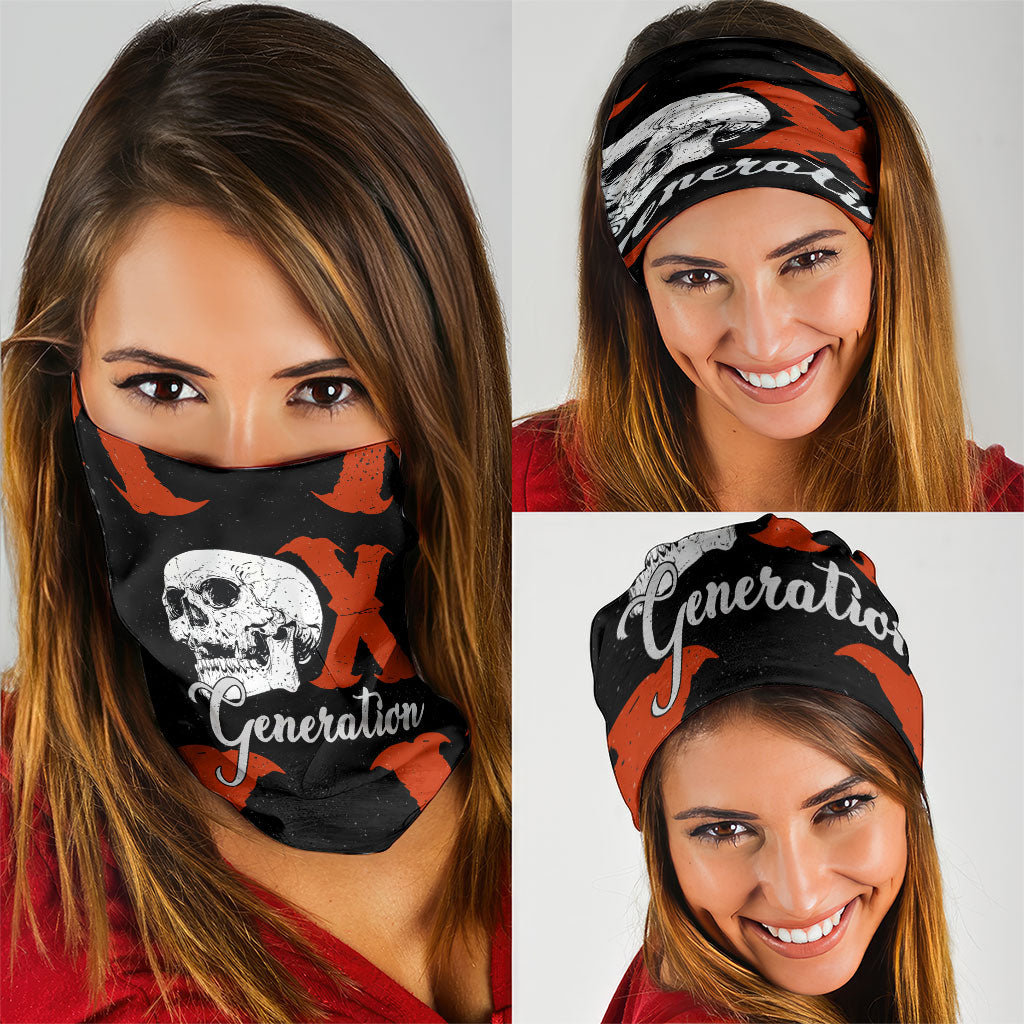 Generation X Skull Neck Gaiter Retro Distressed Grunge Edgy Nostalgia