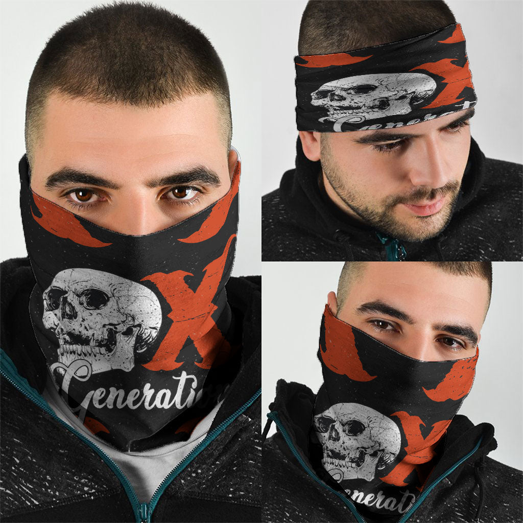 Generation X Skull Neck Gaiter Retro Distressed Grunge Edgy Nostalgia