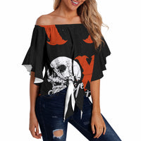 Generation X Skull Off Shoulder Wrap Waist Top Retro Distressed Grunge Edgy Nostalgia