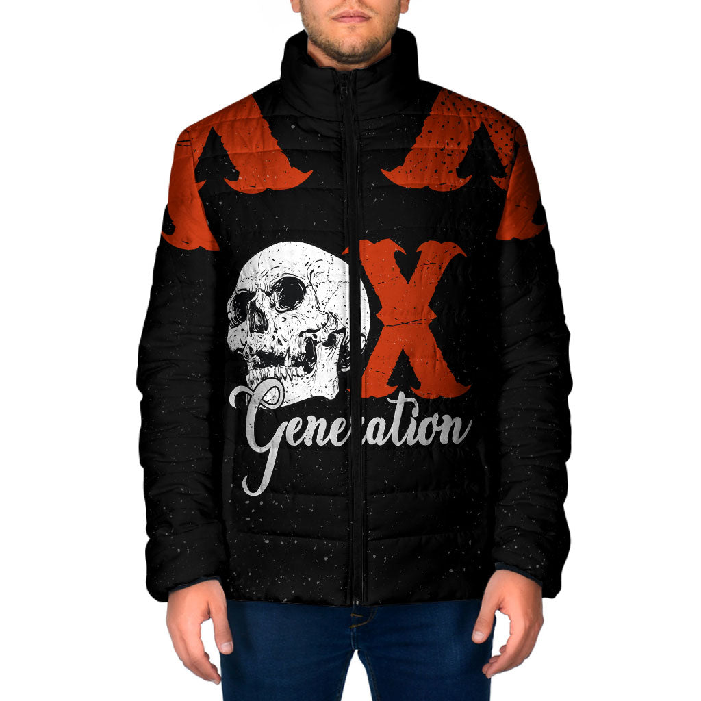 Generation X Skull Padded Jacket Retro Distressed Grunge Edgy Nostalgia