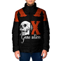 Generation X Skull Padded Jacket Retro Distressed Grunge Edgy Nostalgia